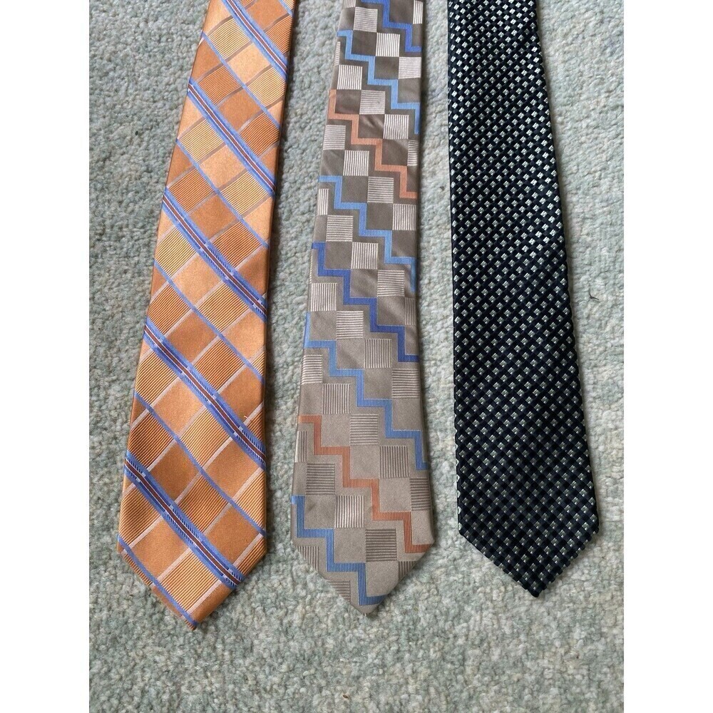 Michael Kors Micro Geometric 100% Silk Ties Lot Of 3 - Orange Classic Career